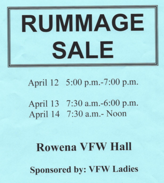 Rowena VFW Rummage Sale